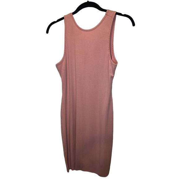 Blush Ribbed Bodycon Tank Dress Sz S | Soft Knit Stretch Midi Sleeveless Basic - Picture 1 of 6